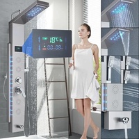 LED Edelstahl Duschpaneel Regendusche Wasserfall Duschset Bad Duschsäule System