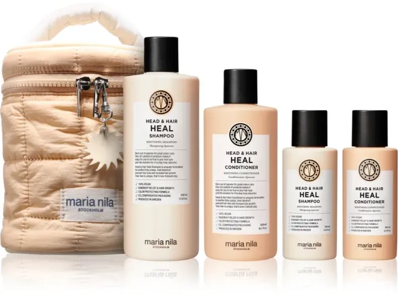 Maria Nila Head & Hair Heal Beauty Bag Geschenkset gegen Schuppen und Haarausfall 4 St.