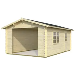 Palmako Garage Roger 23,9 qm naturbelassen – Einzelgarage aus Holz, ohne Tor