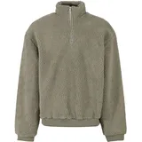 URBAN CLASSICS Oversized Teddy Halbzippullover Pale Green 4XL