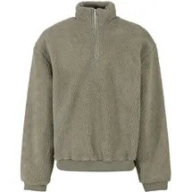 URBAN CLASSICS Oversized Teddy Halbzippullover Pale Green 4XL