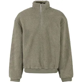 URBAN CLASSICS Oversized Teddy Halbzippullover Pale Green 4XL