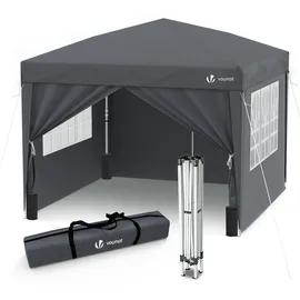 VOUNOT Faltpavillon 3 x 3 m inkl. 4 Seitenteile Grau