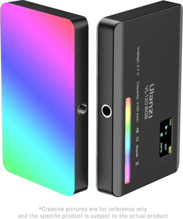 ULANZI VL120 RGB-Videoleuchte, kompakte LED-Videoleuchte für die Kamera, integrierter 3100-mAh-Akku, 360°-Farben, 20 Lichteffekte, CRI ≥ 95, 2500–9000 K LED-Panels für Fotografie und Vlogging