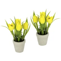 I.GE.A. Kunstblume I.GE.A. "Tulpe", gelb, B:10cm H:19cm L:10cm, Kunstpflanzen, Im Keramiktopf, 2er Set