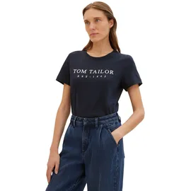 TOM TAILOR Damen T-Shirt Logo-Print, Regular Fit Blau 10668 XL