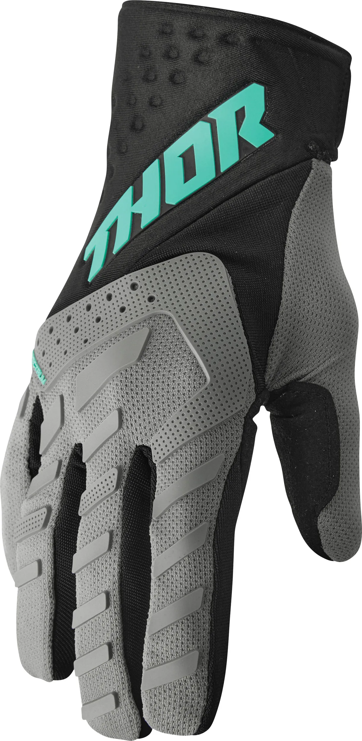 Thor Spectrum S23, gants - Gris/Noir/Vert Menthe - XS