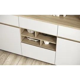 Home Affaire Wohnwand HOME AFFAIRE "Stranda, moderne Anbauwand, Komplettset im Scandi-Style", weiß (weiß skandi eiche), B:193cm, Holzwerkstoff, Kastenmöbel-Sets, Wohnwand, enthält Sideboard und Buffet, ausreichend Stauraum