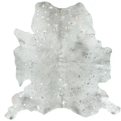 Teppich KAYOOM "Fly 110", grau (grau, silber), B:120cm H:3mm L:190cm, Rindsleder, Teppiche, aus Rindsleder, stilvolle luxuriöse Akzente, Fußbodenheizung geeignet