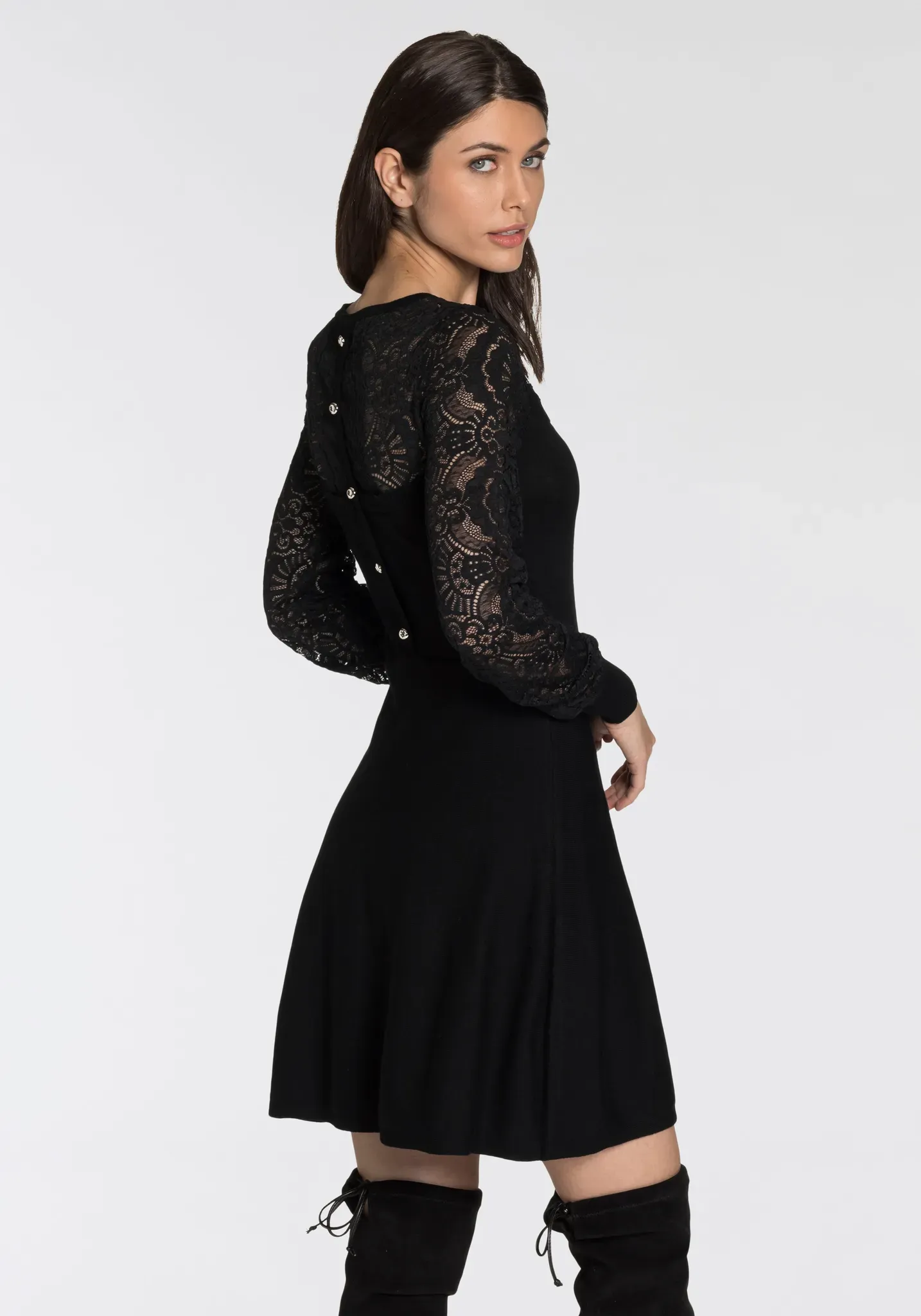 Melrose Strickkleid, für besondere Anlässe, kurzes Kleid, taillierter Schnitt Melrose schwarz 40