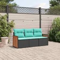 vidaXL Gartensofa-Set 3-tlg. schwarz