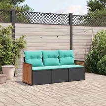 vidaXL Gartensofa-Set 3-tlg. schwarz