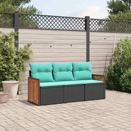 vidaXL Gartensofa-Set 3-tlg. schwarz