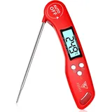 DOQAUS Grillthermometer Fleischthermometer Küchenthermometer Bratenthermometer Kochthermometer mit 3s Sofortiges Auslesen, LCD Bildschirm und Lange Sonde, für Kochen, BBQ (Rot)