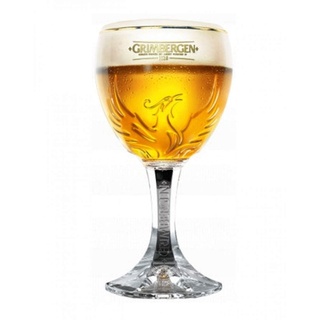 Grimbergen Belgisches Bierglas (2019, recycelbar, spülmaschinenfest, transparent, 1 Stück, 500 g, wiederverwendbar, 330 ml, Frankreich)