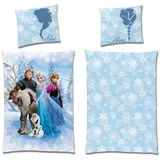 Familando Kinderbettwäsche Frozen Die Eiskönigin Bettwäsche Set "Sven" 135x200 + 80x80 cm, Renforcé, 2 teilig, mit Anna, Elsa, Olaf, Kristoff und Sven blau