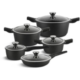 Edenberg EB-5632 Marmor-Kochgeschirr-Set, 10-teilig, abnehmbare Griffe - Schwarz