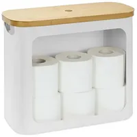 Relaxdays Toilettenpapier Aufbewahrung 12 Rollen, Weiß,Hellbraun