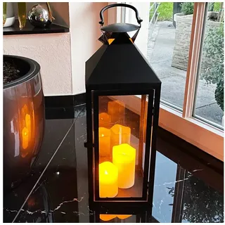 Mojawo Laterne XXL Garten - Laterne Windlicht Schwarz Metall 54cm
