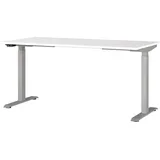 Germania JET höhenverstellbarer Schreibtisch weiß rechteckig, T-Fuß-Gestell silber 160,0 x 80,0 cm