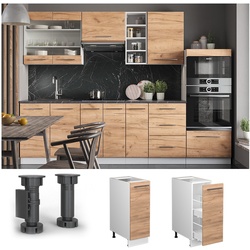Vicco Apothekerunterschrank Küchenschrank Küchenmöbel Fame-Line Weiß Eiche modern 30 cm Küche Einbauküche Einschübe Aufbewahrung Küchenzeile