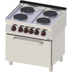 Elektroherd 4 Kochstellen mit statischem Elektrobackofen GN 2/1 80 - Linie 700 C7FOE4FFS80 Casselin
