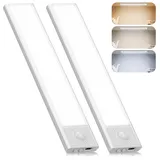 BOOTEEK Unterbauleuchte Küche LED, 2 Stück Schrankbeleuchtung mit Bewegungsmelder 1000mAh USB Wiederaufladbar Schranklicht Magnetisch LED Schrankleuchte für Küche Treppe Kleiderschrank - 20CM