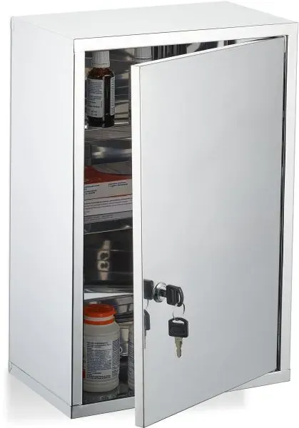 Relaxdays Medizinschrank glänzender Edelstahl Silber