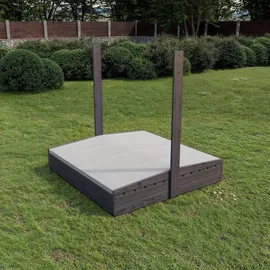 QLS Sandkasten 120 cm mit Sitzbank und grauem Dach