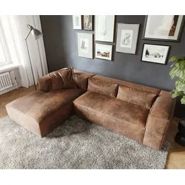 DeLife Eckcouch Brom 260x175 cm Lederimitat Braun Recamiere links - Braun