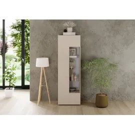 INOSIGN Vitrine INOSIGN "RIO, Höhe 187 cm, Hochschrank mit 1 Tür, Anrichte, Standvitrine", cashmere, front mit geriffelter struktur, B:60cm H:187cm T:42cm, FSC-zertifizierter Holzwerkstoff, Schränke, Vitrine, Vitrinenschrank, geriffelte MDF-Front, modern,