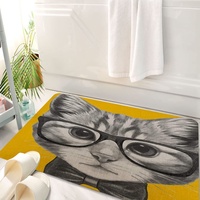 SHIVNAMI Badematte rutschfeste Badezimmermatte Super saugfähiges Wasser,Katze mit Brille und Fliege,einfach zu reinigen und zu trocknen Badezimmermatten