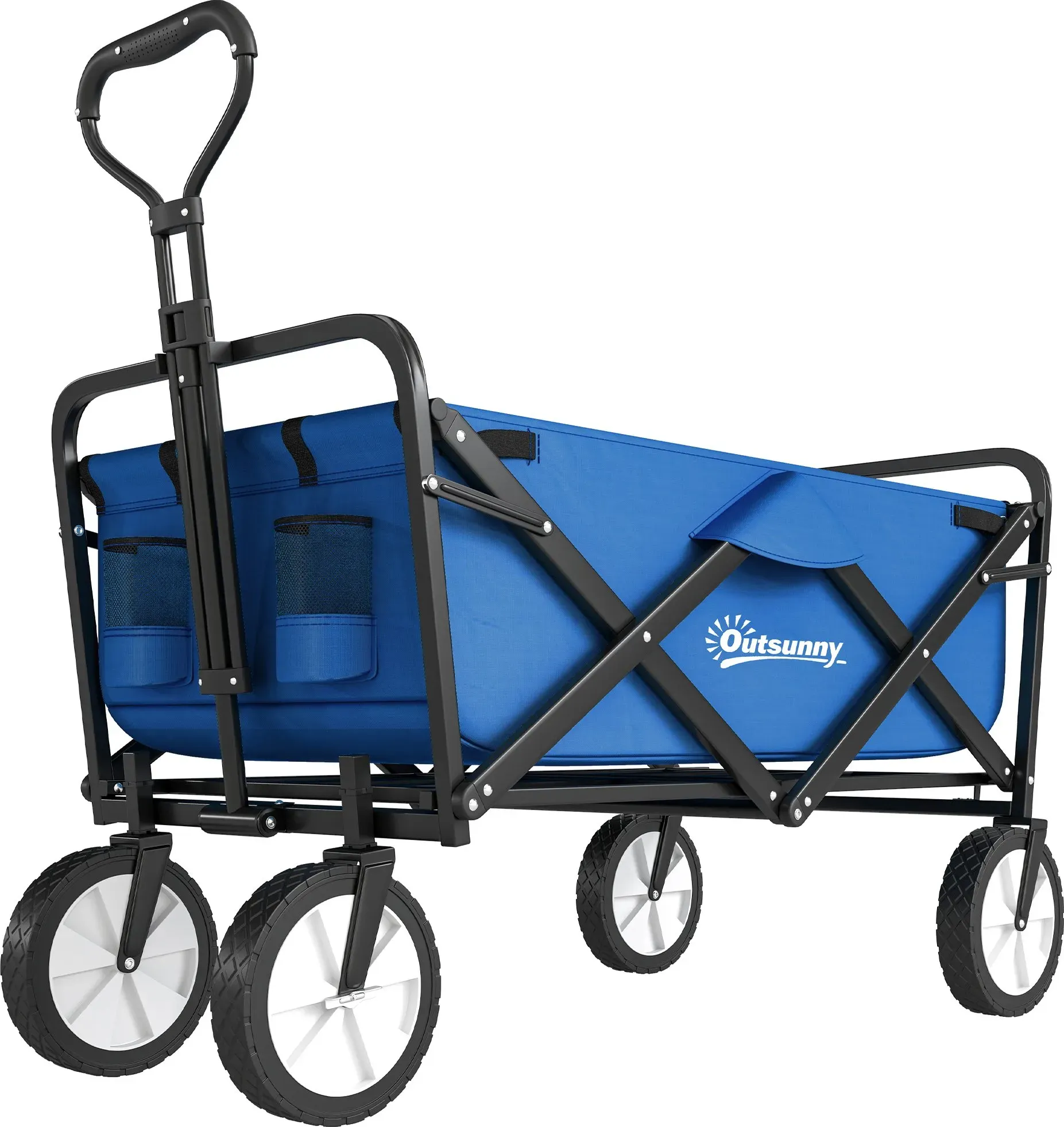 Outsunny Bollerwagen Faltbarer Handwagen 360° Gartenwagen Transportwagen Strandwagen mit Stahlrahmen Oxford 93 x 49 x 75-100 cm   Aosom.de