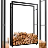 deluke Kaminholzregal Innen Metall 25 x 100 x 150 cm Schwarz