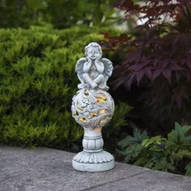 StarTrading LED Solar Gartenfigur Engel grau H: 27cm 6 Stunden Leuchtdauer