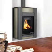 HS Flamingo Kaminofen AQUAFLAM VARIO KALMAR 11/7 kW - oliv - elektronische Steuerung - Grün