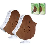 NORTHPOINT Naturgeräusche Box Vogel Sound Box Echtholz Bewegungsmelder Sound Sensor Timer USB-C (2er-Set Kirschholz)