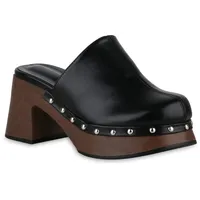 Stiefelparadies Damen Plateau Sandaletten in Schwarz