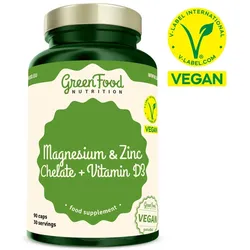 GreenFood Nutrition Magnesium und Zink Chelate + Vitamin D3 90 St