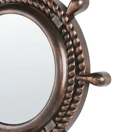 Beliani Wandspiegel rund Dunkelbraun ø 46 cm 46 cm Braun,