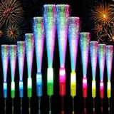 VEYLIN 12 Stück LED Leuchtstäbe Glasfaser, Leuchtwedel Bunte mit Batterie, Knicklichter für Kinder, Party, Weihnachten, Konzert, Hochzeit, Halloween