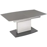 Wohnzimmer Ausziehtisch in Grau - Silber - Schwarzgrau Bootsform