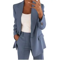 IQYU Hosenanzug Damen Festlich Elegant Gr.50 - Anzug Damen Elegant 2-Teiler Business-Outfit Große Größen Hosenanzüge Blazer-Jacke Anzugjacke-Anzughose Wide Leg Abendanzug-Jogginganzug-Freizeitanzug - XXL