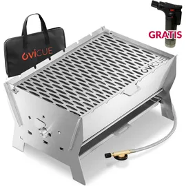 ovicue Mobiler Steck-Gasgrill Silber