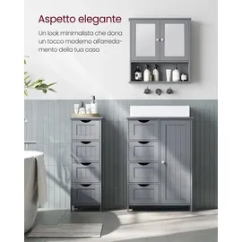 VASAGLE Badschrank 30 x 28,5 x 82 cm Grau