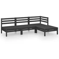 vidaXL 4-tlg Garten-Lounge-Set Massivholz Kiefer Schwarz