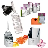 Novabest Muxel Gigant 4-fach Gemüsehobel mit Multi-Box und 6 zusätzlichen Einsätzen Edelstahl Megaset