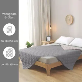 Wometo 2 Stück Microfaser Sommer Steppbett 155x220 – grau und hellgrau / OekoTex / kochfest 95° / Leichtsteppbett für Camping & heiße Tage /... - Grau