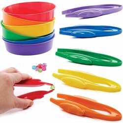 Plastikpinzetten und Sortierschalen (pro Set 6) Bastelbedarf Aufbewahrung