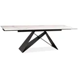 Feldmann-Wohnen Esstisch Konferenztisch Westin III 160-240x90x76cm Marmor weiß schwarz ausziehbar - Schwarz